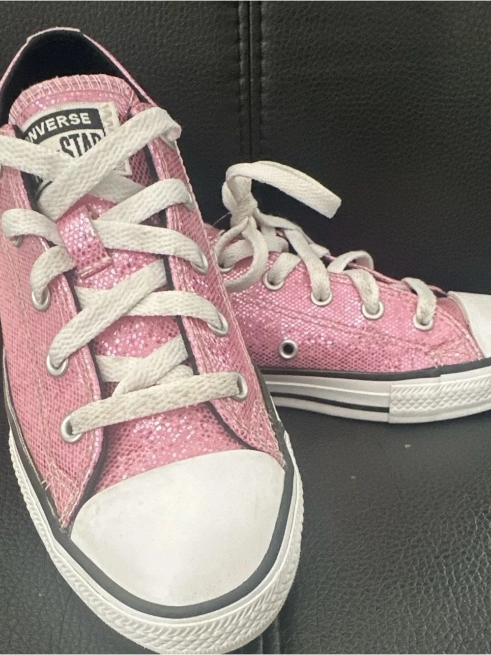 Converse Kids Pink Glitter Low Top Sneakers
